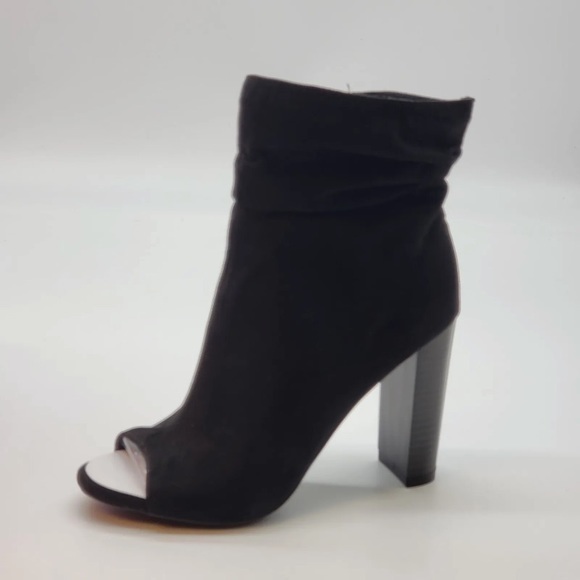 Women's JUSTFAB ALANDRA Black open toe ankle boots suede Size 6.5 - Picture 4 of 10